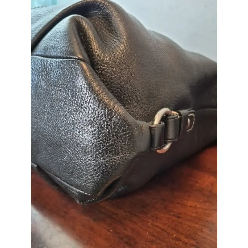 Coach F15064 Pebbled Black Leather Convertible Duffle Hobo Crossbody Bag